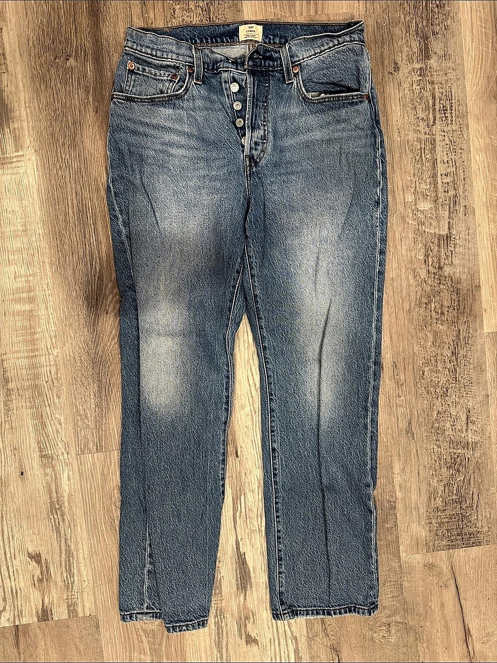 Levi's 501' Curve Crop Straight Leg Blue Jeans
